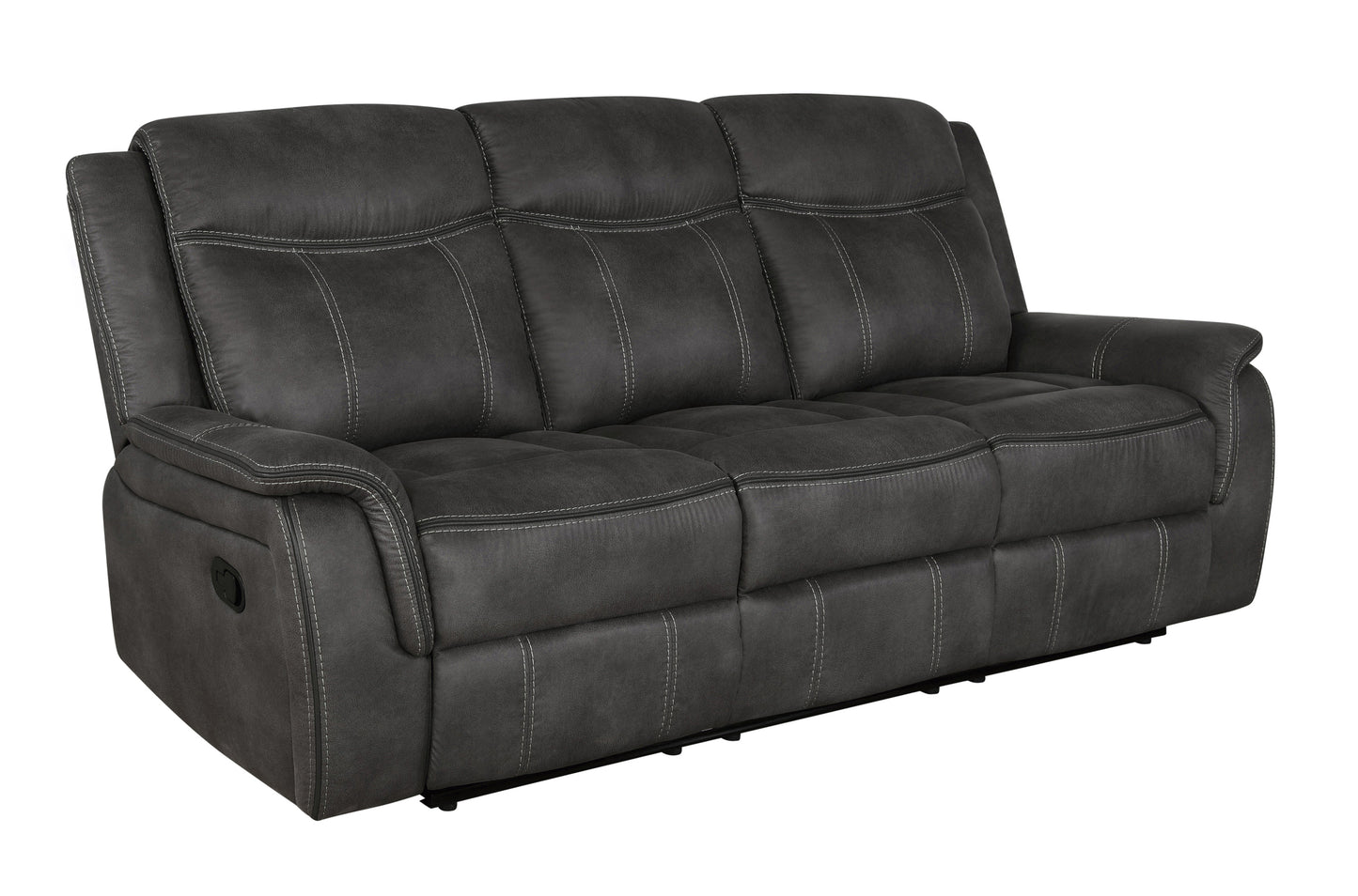 Lawrence Upholstered Padded Arm Reclining Sofa Charcoal