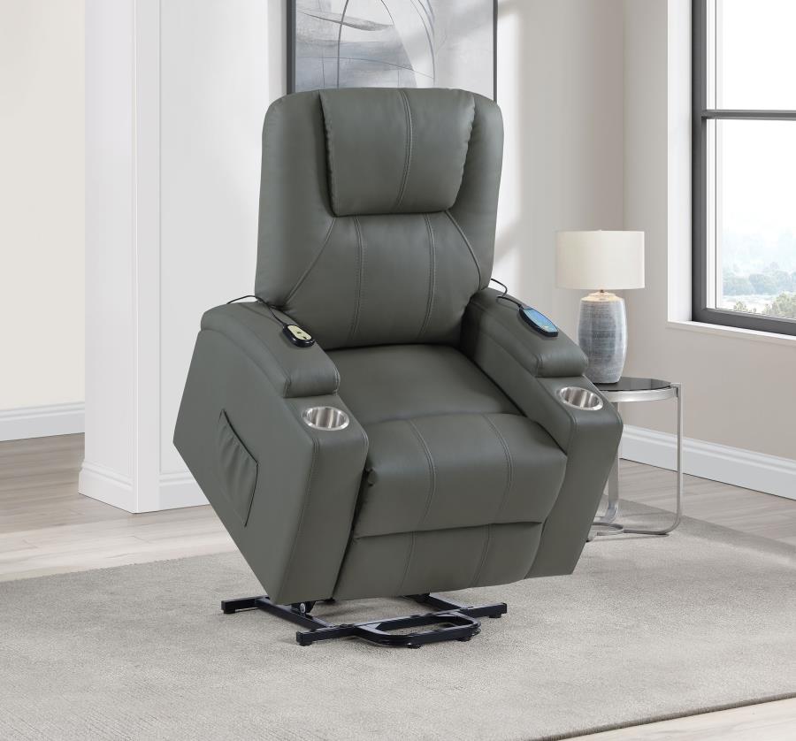 Armstrong Upholstered Power Lift Massage Recliner Grey