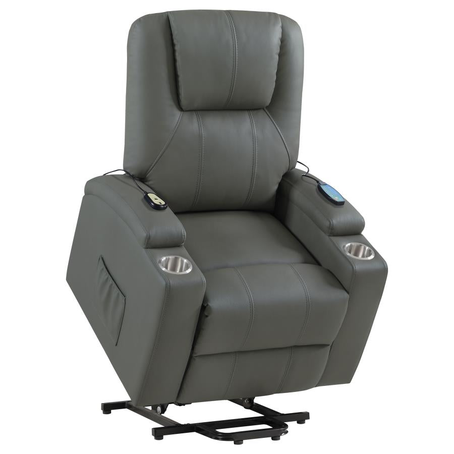 Armstrong Upholstered Power Lift Massage Recliner Grey