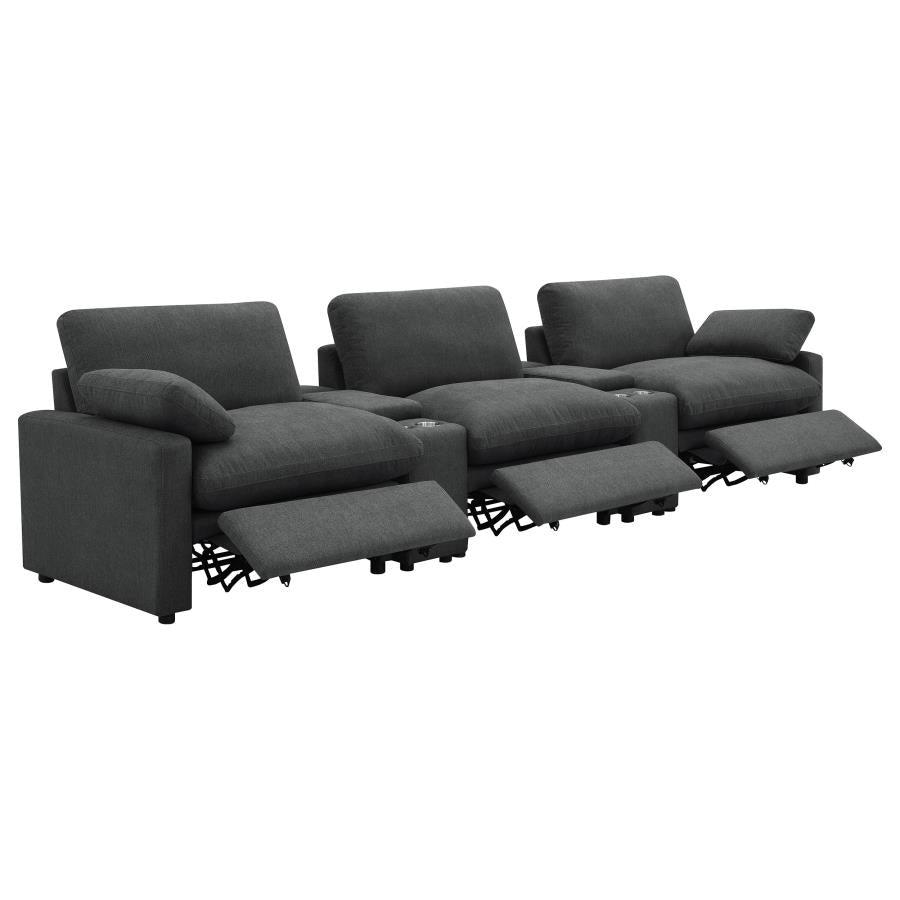 Collins 5-Piece Power Reclining Home Theater Seating Dark Grey