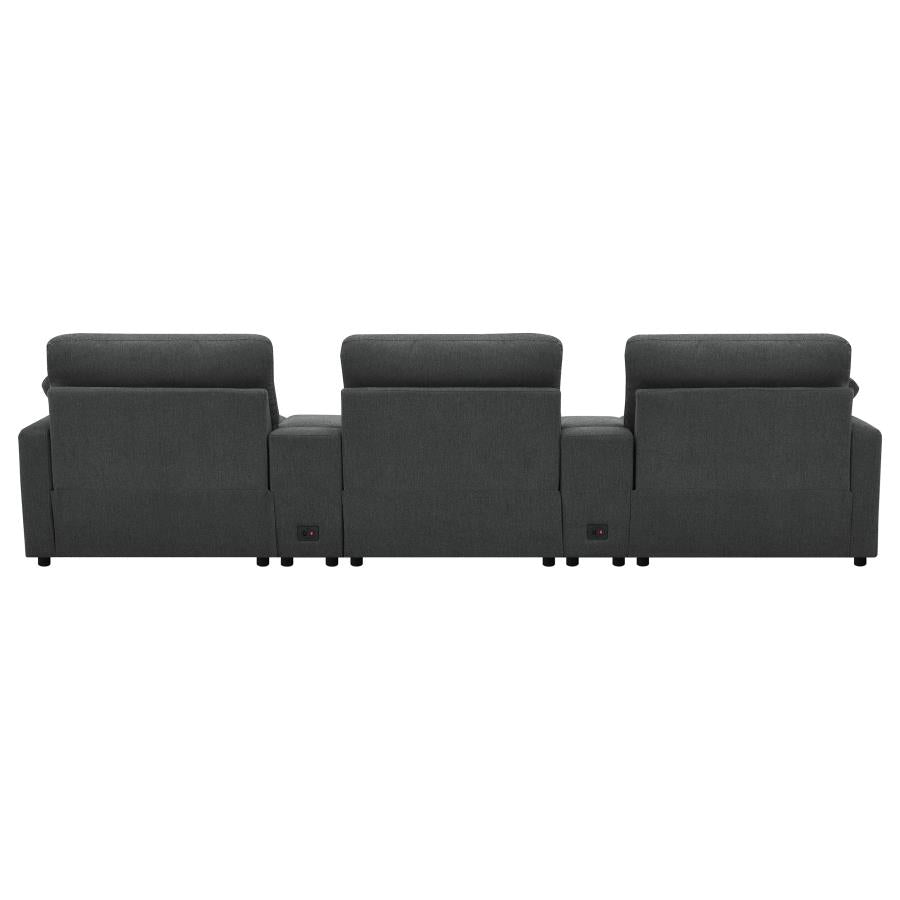 Collins 5-Piece Power Reclining Home Theater Seating Dark Grey