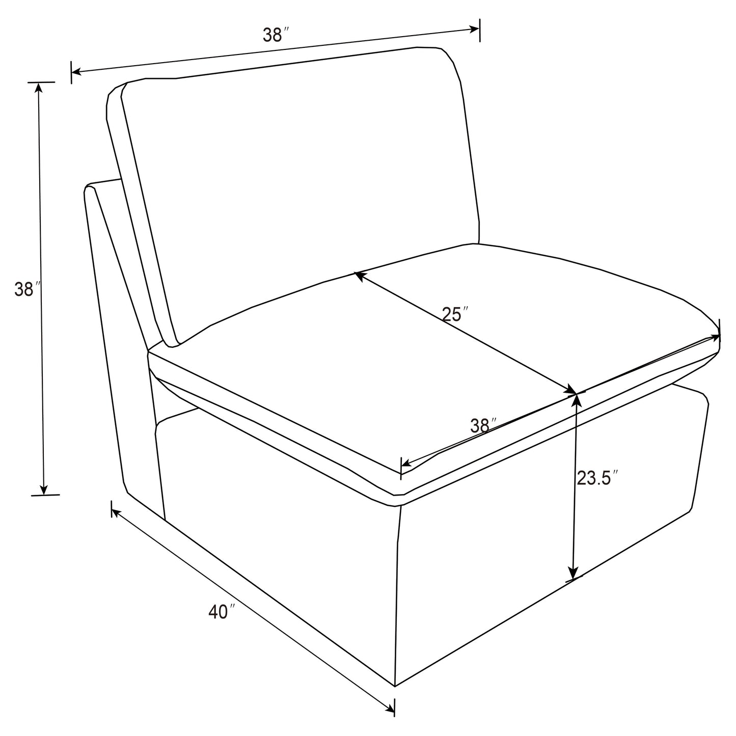 Collins Modular Armless Chair Grey