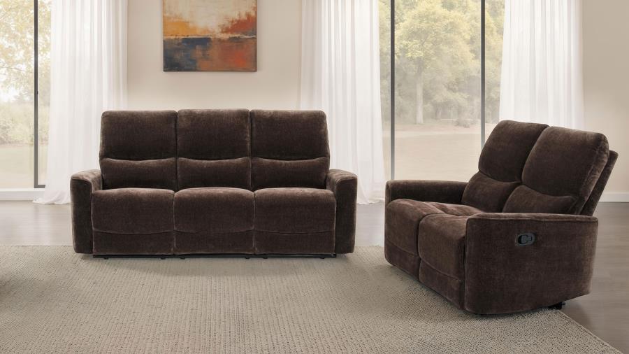 Navarro 2-Piece Upholstered Reclining Sofa Set Dark Brown