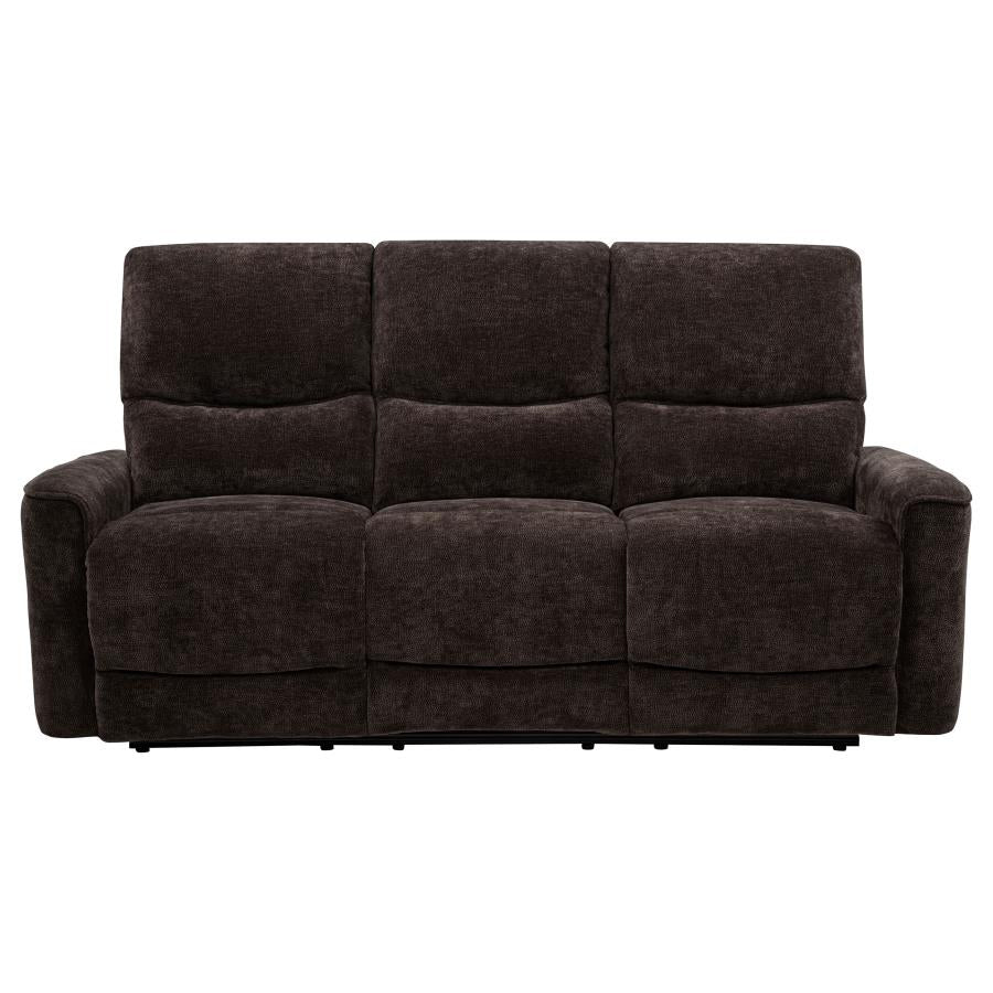 Navarro Chenille Upholstered Reclining Sofa Dark Brown