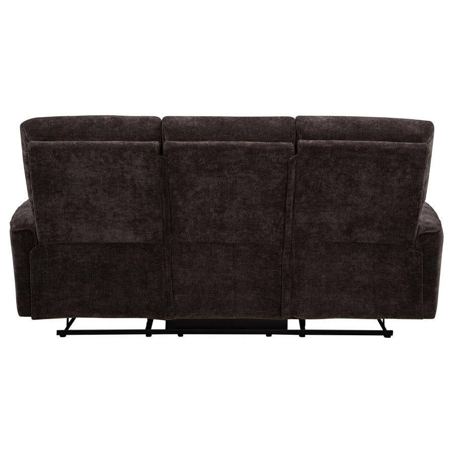 Navarro Chenille Upholstered Reclining Sofa Dark Brown