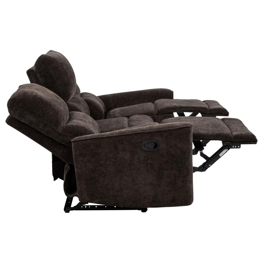 Navarro Chenille Upholstered Reclining Sofa Dark Brown