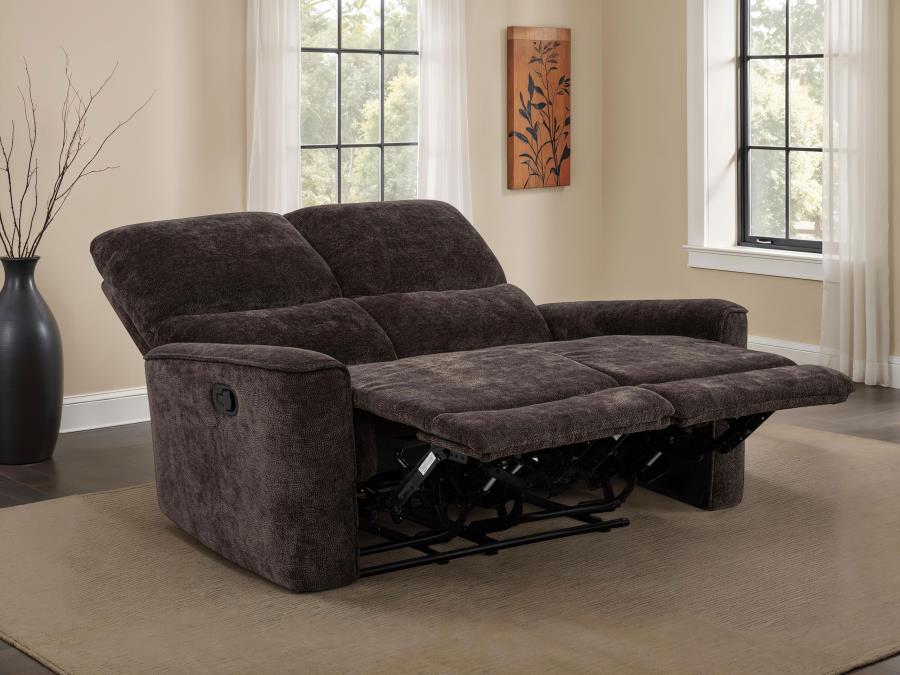 Navarro Chenille Upholstered Reclining Loveseat Dark Brown
