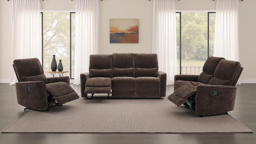 Navarro Chenille Upholstered Reclining Loveseat Dark Brown
