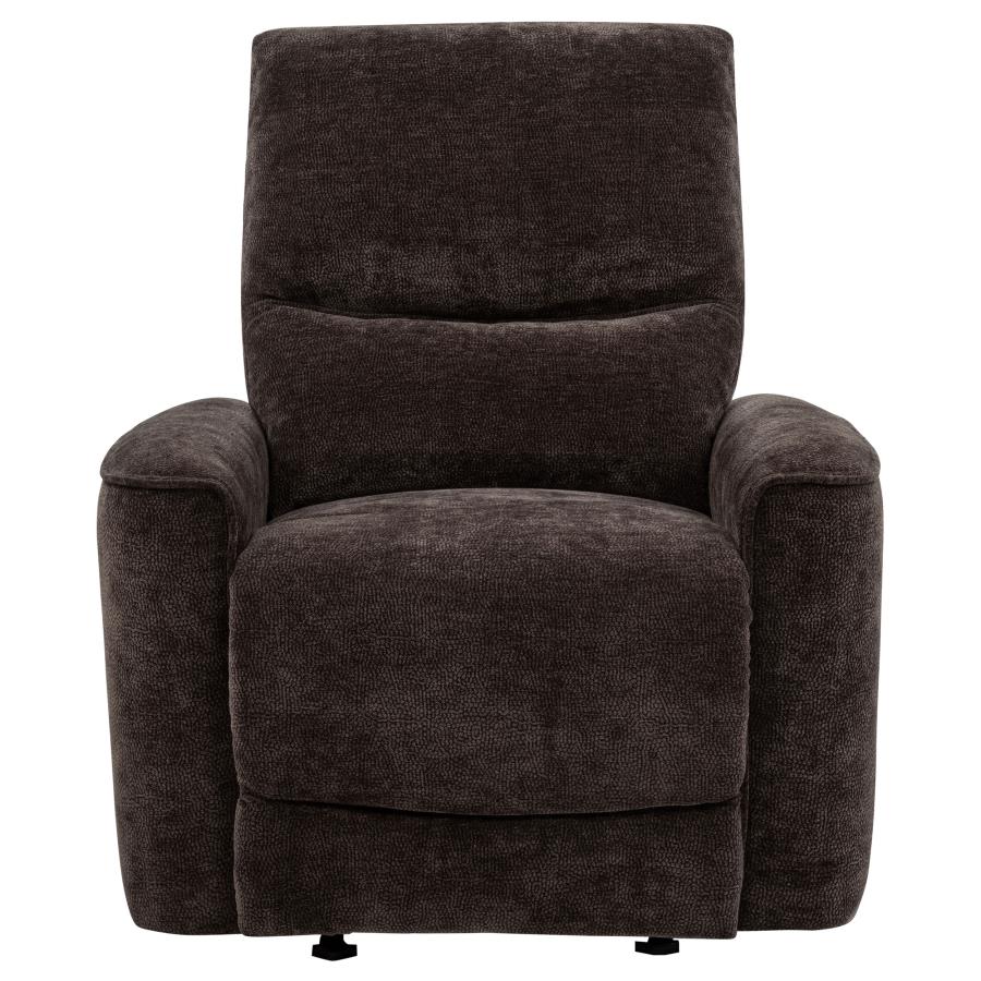 Navarro Chenille Upholstered Glider Recliner Dark Brown
