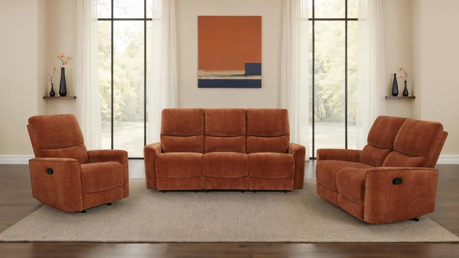 Navarro 3-Piece Upholstered Reclining Sofa Set Orange