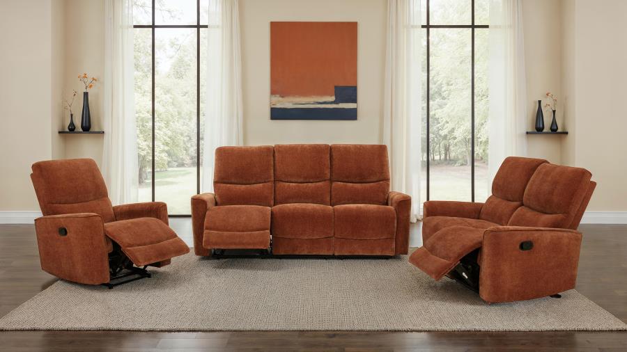 Navarro 3-Piece Upholstered Reclining Sofa Set Orange