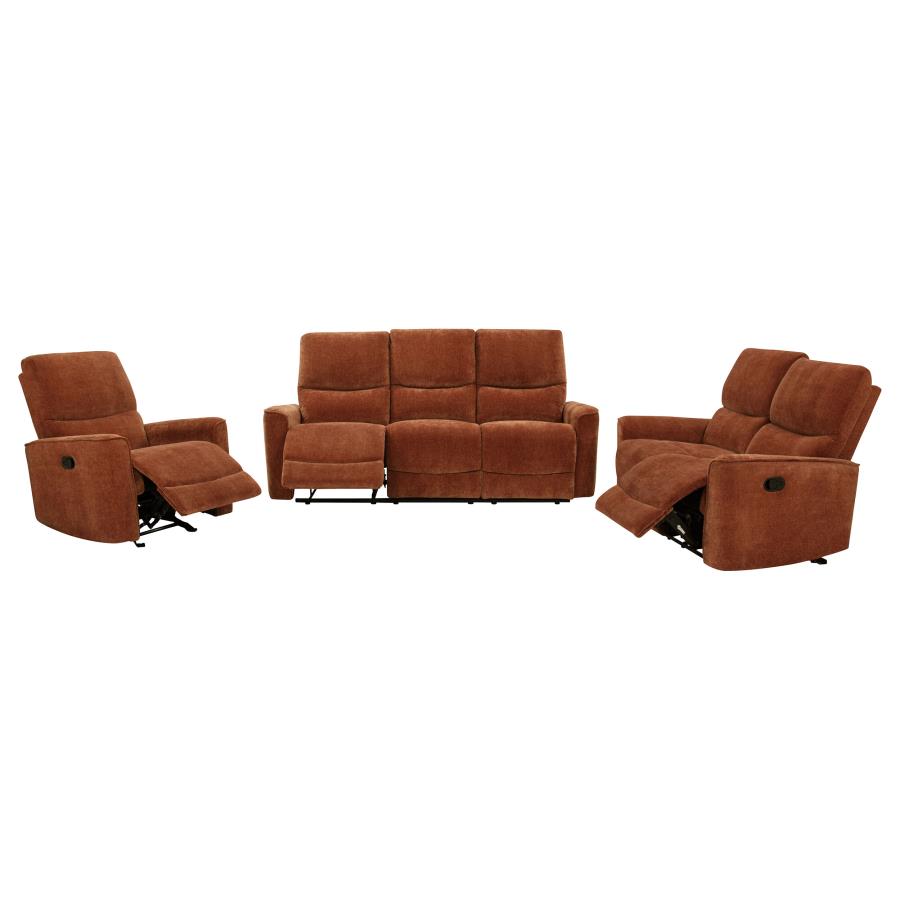 Navarro 3-Piece Upholstered Reclining Sofa Set Orange