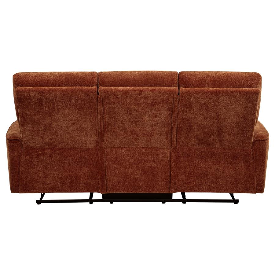Navarro Chenille Upholstered Reclining Sofa Burnt Orange