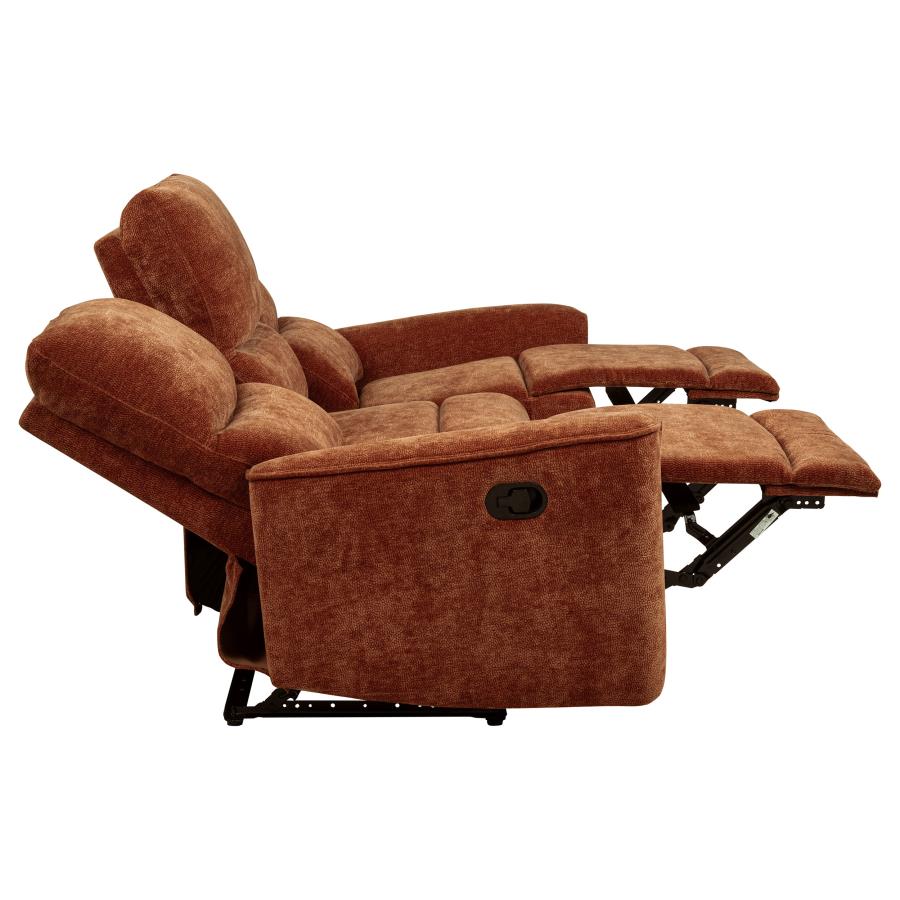Navarro Chenille Upholstered Reclining Sofa Burnt Orange