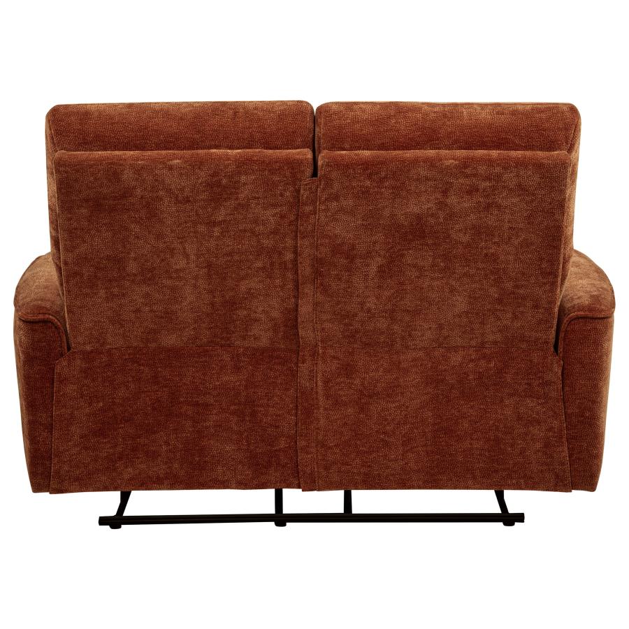 Navarro Chenille Upholstered Reclining Loveseat Burnt Orange