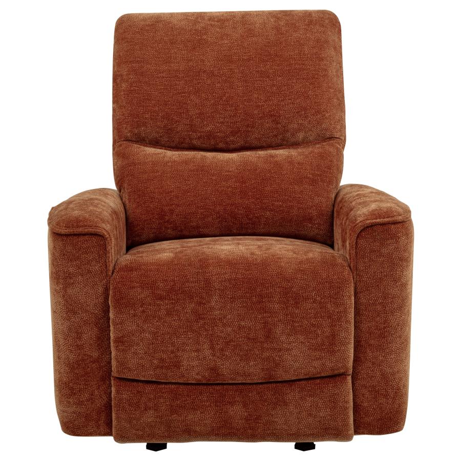 Navarro Chenille Upholstered Glider Recliner Burnt Orange