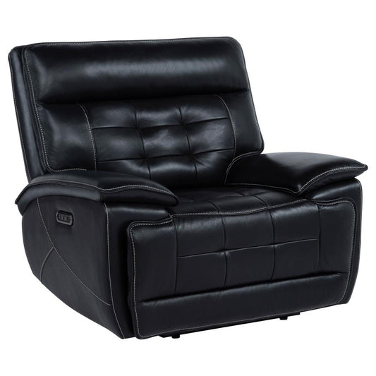 Hewitt Leather Upholstered Dual Power Recliner Chair Black