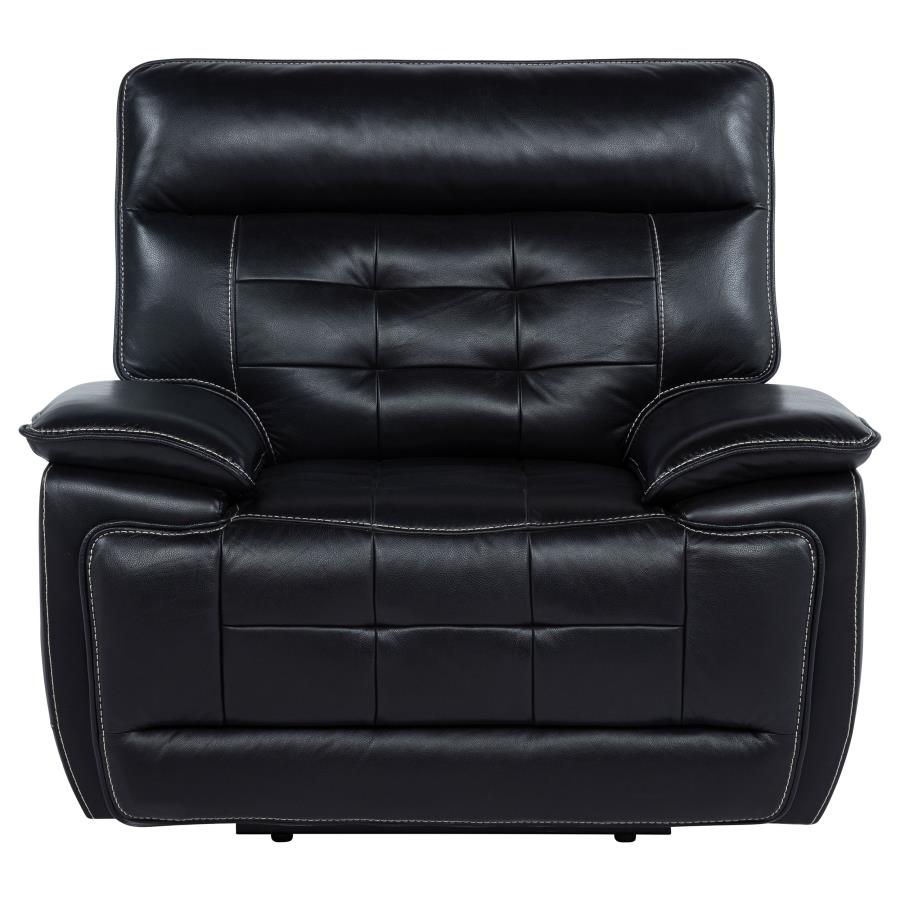 Hewitt Leather Upholstered Dual Power Recliner Chair Black