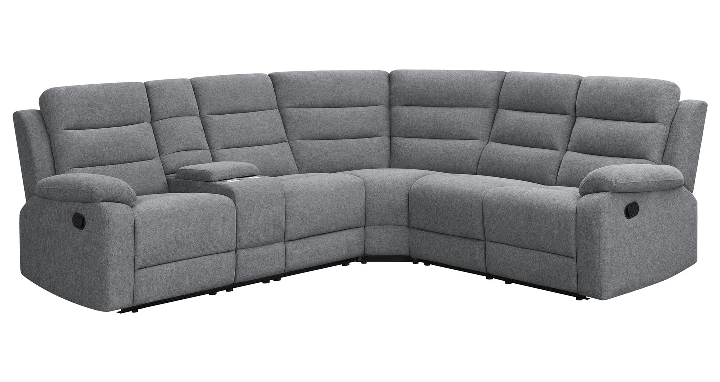 David Upholstered Reclining Sectional Sofa Smoke