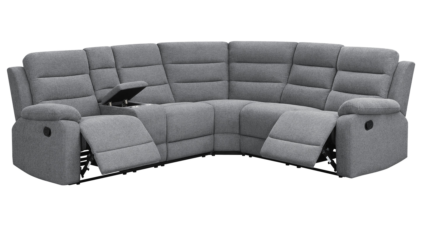 David Upholstered Reclining Sectional Sofa Smoke