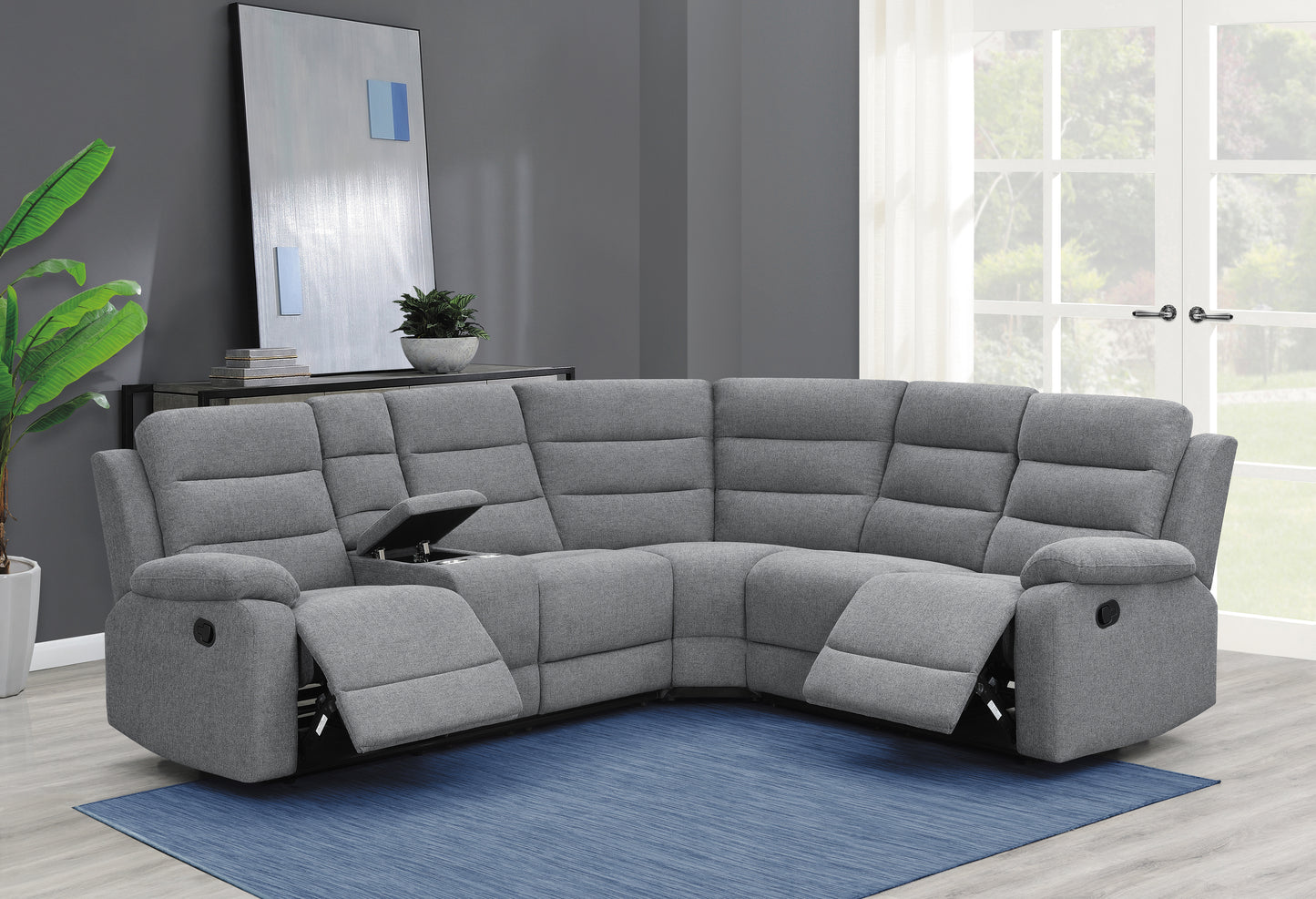 David Upholstered Reclining Sectional Sofa Smoke