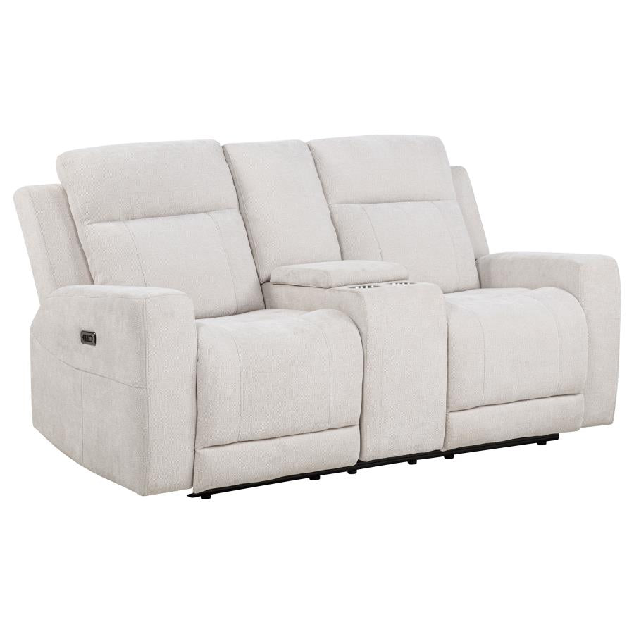 Kennett 2-Piece Chenille Power Reclining Sofa Set Ivory