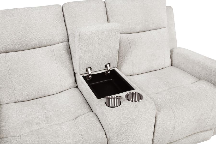 Kennett 3-Piece Chenille Power Reclining Sofa Set Ivory