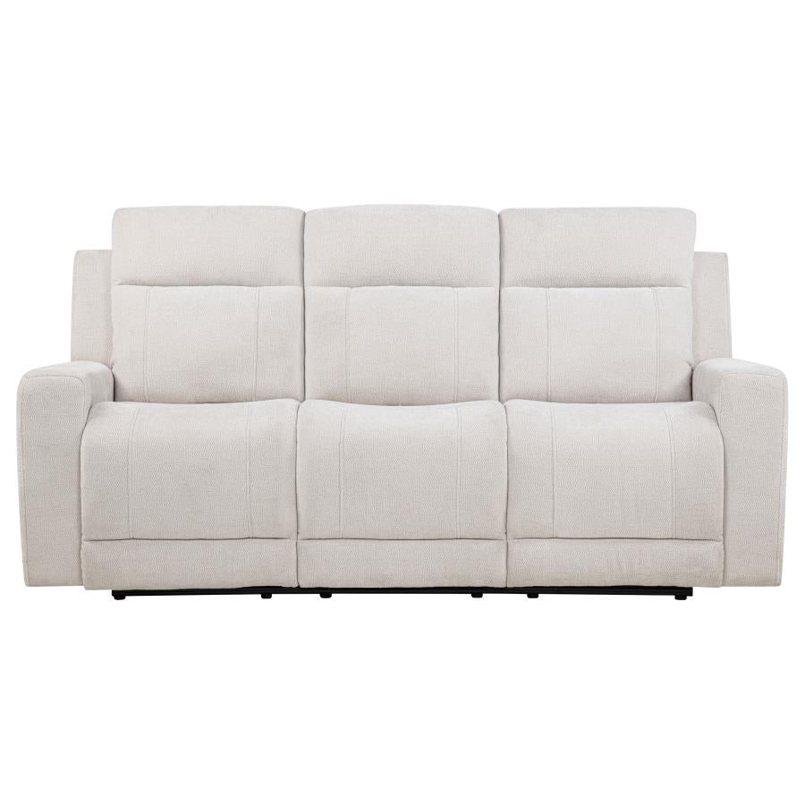 Kennett Chenille Upholstered Power Reclining Sofa Ivory