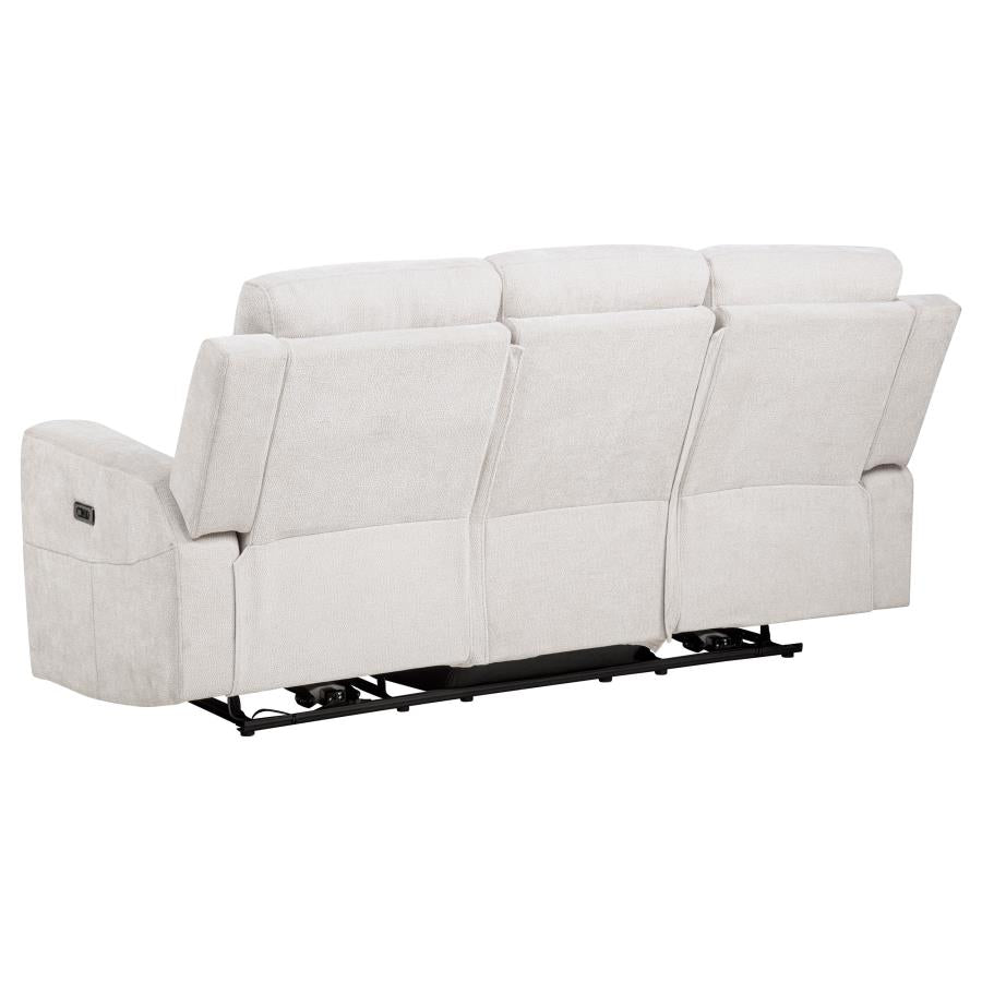 Kennett Chenille Upholstered Power Reclining Sofa Ivory