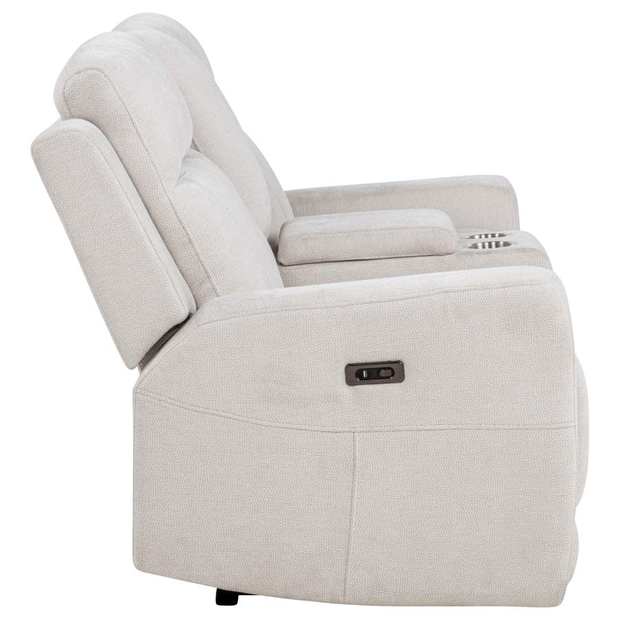 Kennett Chenille Upholstered Power Reclining Loveseat Ivory