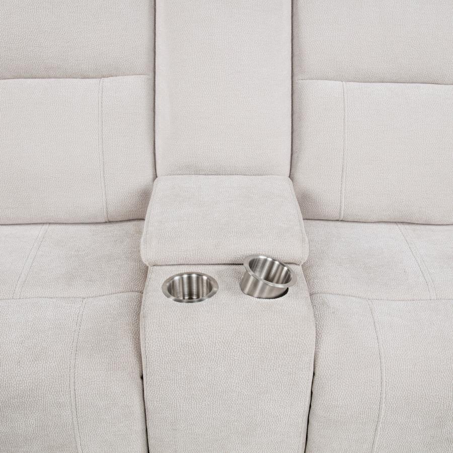 Kennett Chenille Upholstered Power Reclining Loveseat Ivory