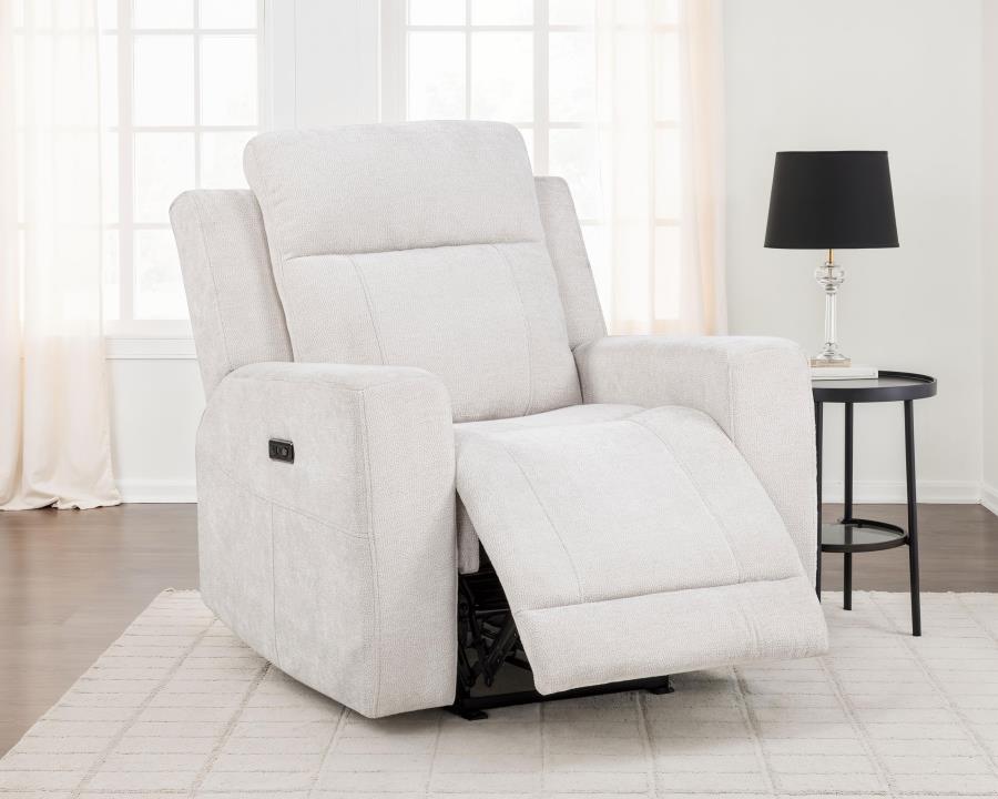 Kennett Chenille Upholstered Power Recliner Chair Ivory