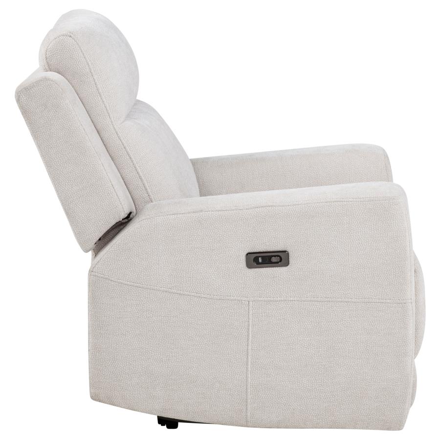 Kennett Chenille Upholstered Power Recliner Chair Ivory
