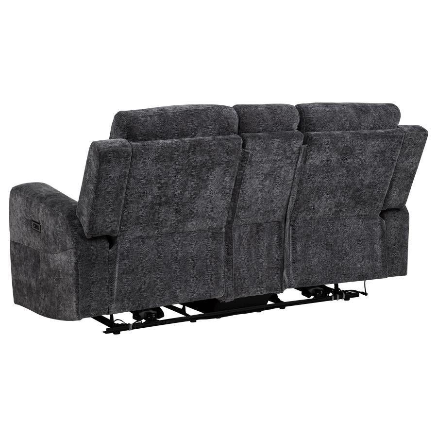 Kennett 2-Piece Chenille Power Reclining Sofa Set Dark Grey
