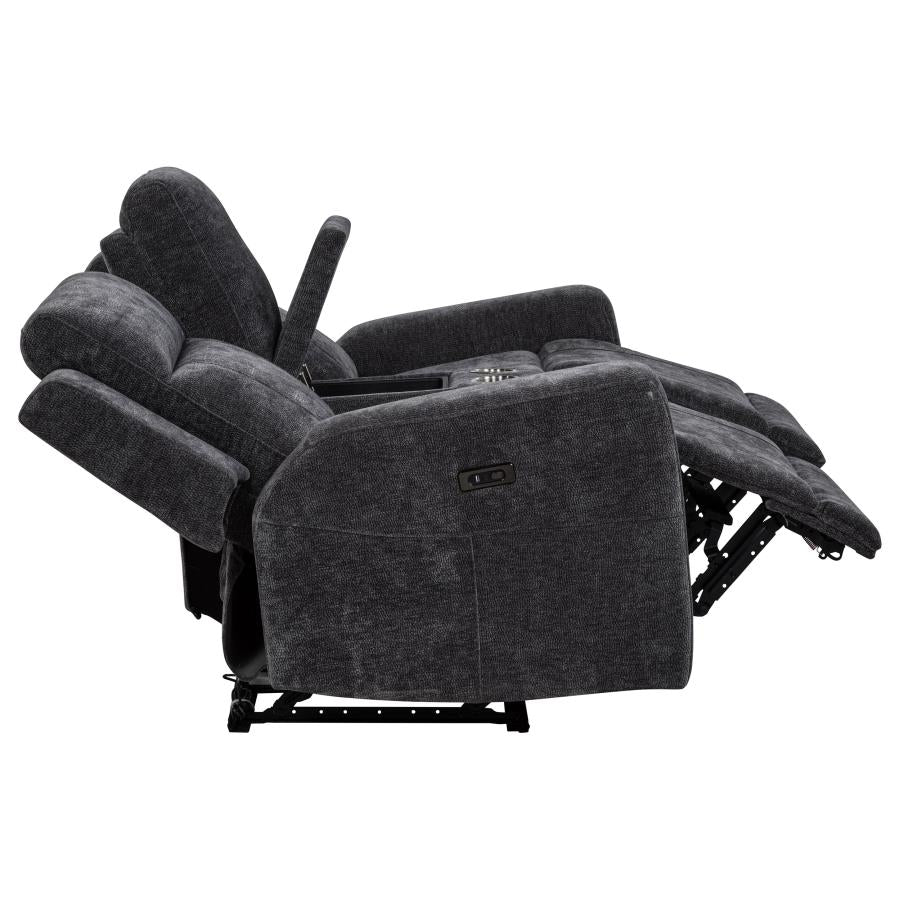 Kennett 2-Piece Chenille Power Reclining Sofa Set Dark Grey
