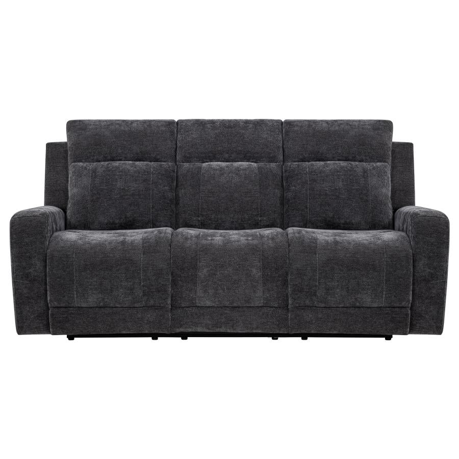 Kennett Chenille Upholstered Power Reclining Sofa Dark Grey