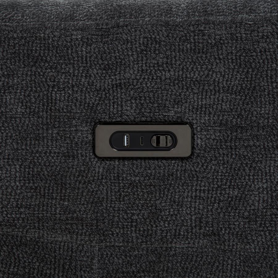 Kennett Chenille Upholstered Power Reclining Sofa Dark Grey