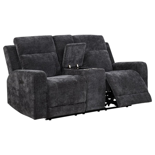 Kennett Chenille Upholstered Power Reclining Loveseat Grey
