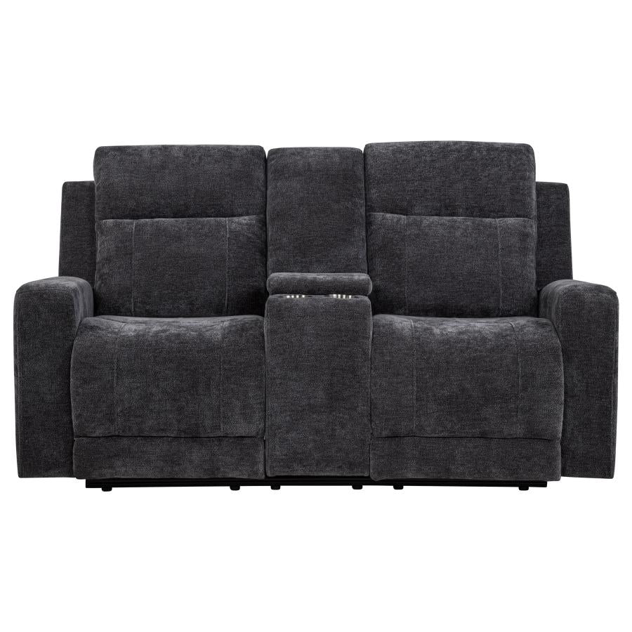 Kennett Chenille Upholstered Power Reclining Loveseat Grey