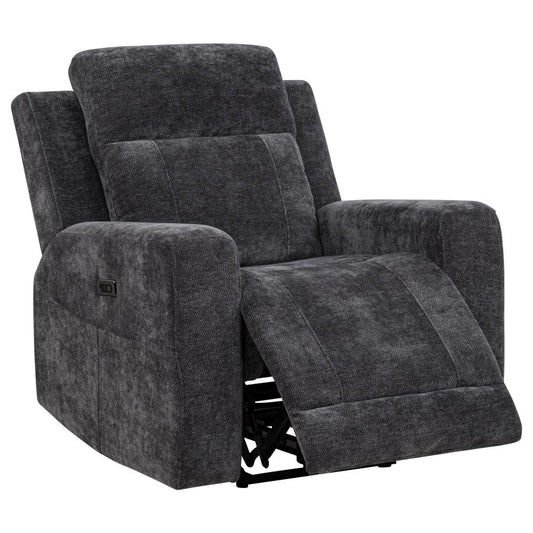 Kennett Chenille Upholstered Power Recliner Chair Dark Grey