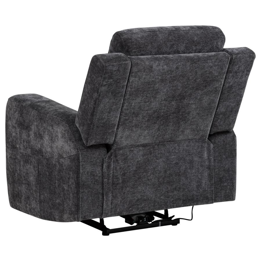 Kennett Chenille Upholstered Power Recliner Chair Dark Grey