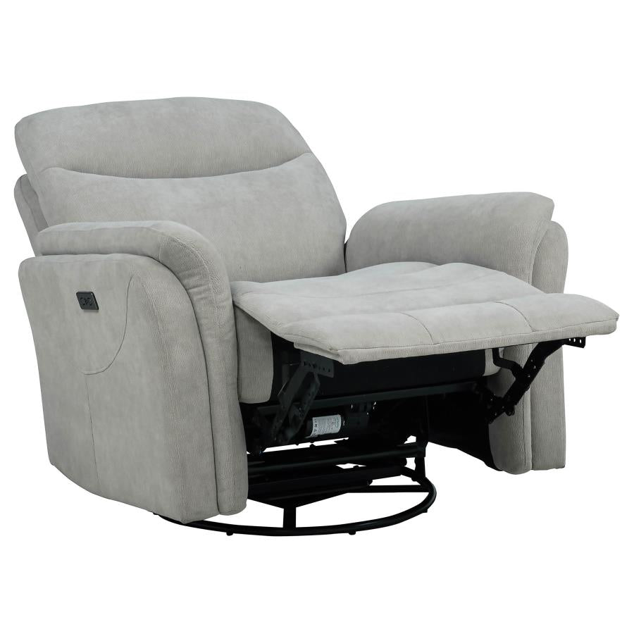 Adler Upholstered Power Swivel Glider Recliner Ivory
