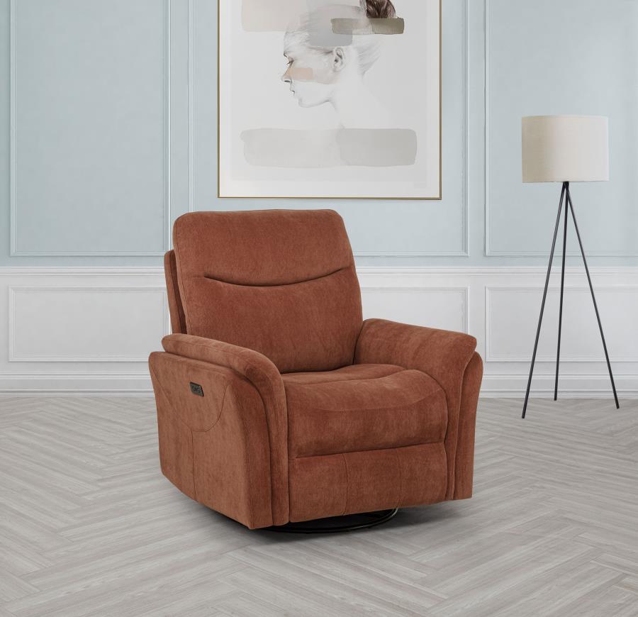 Adler Upholstered Power Swivel Glider Recliner Rust