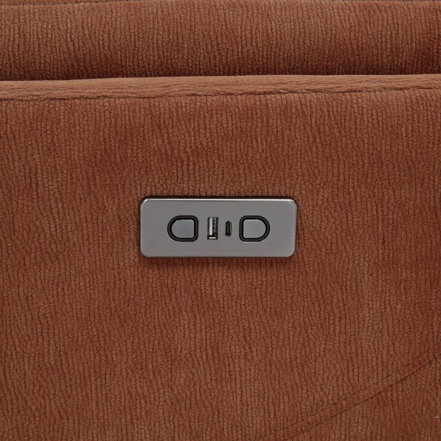 Adler Upholstered Power Swivel Glider Recliner Rust