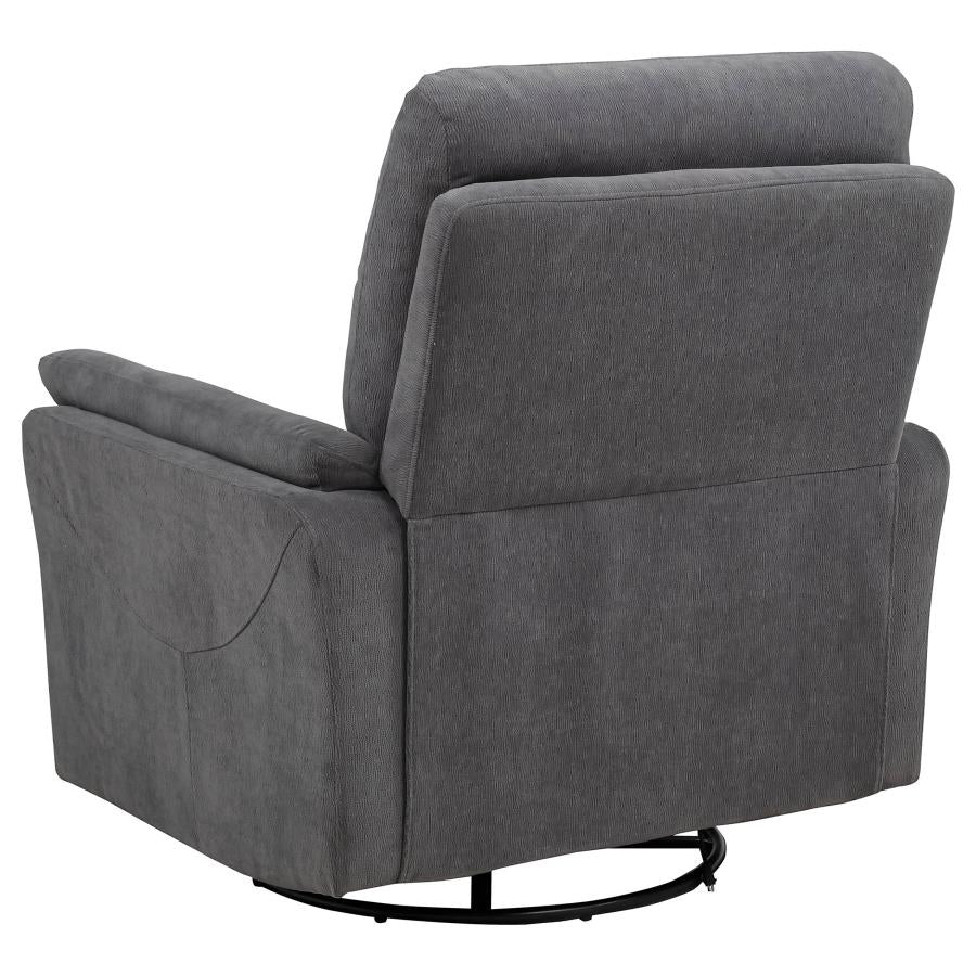 Adler Upholstered Power Swivel Glider Recliner Charcoal Grey