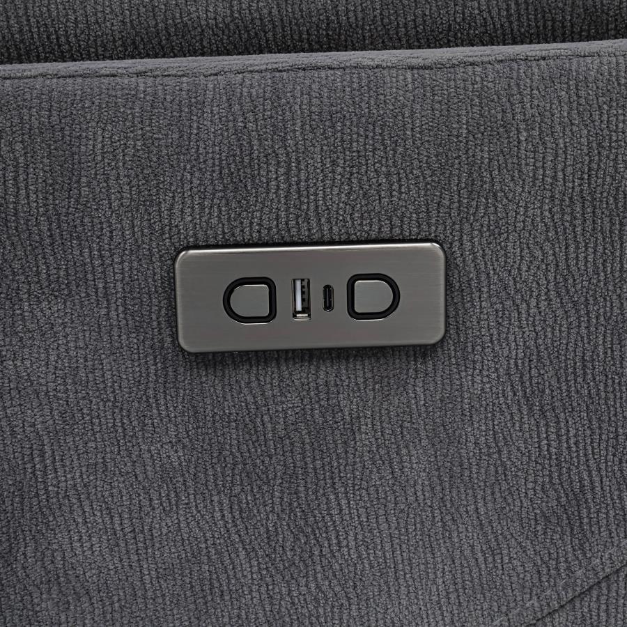 Adler Upholstered Power Swivel Glider Recliner Charcoal Grey