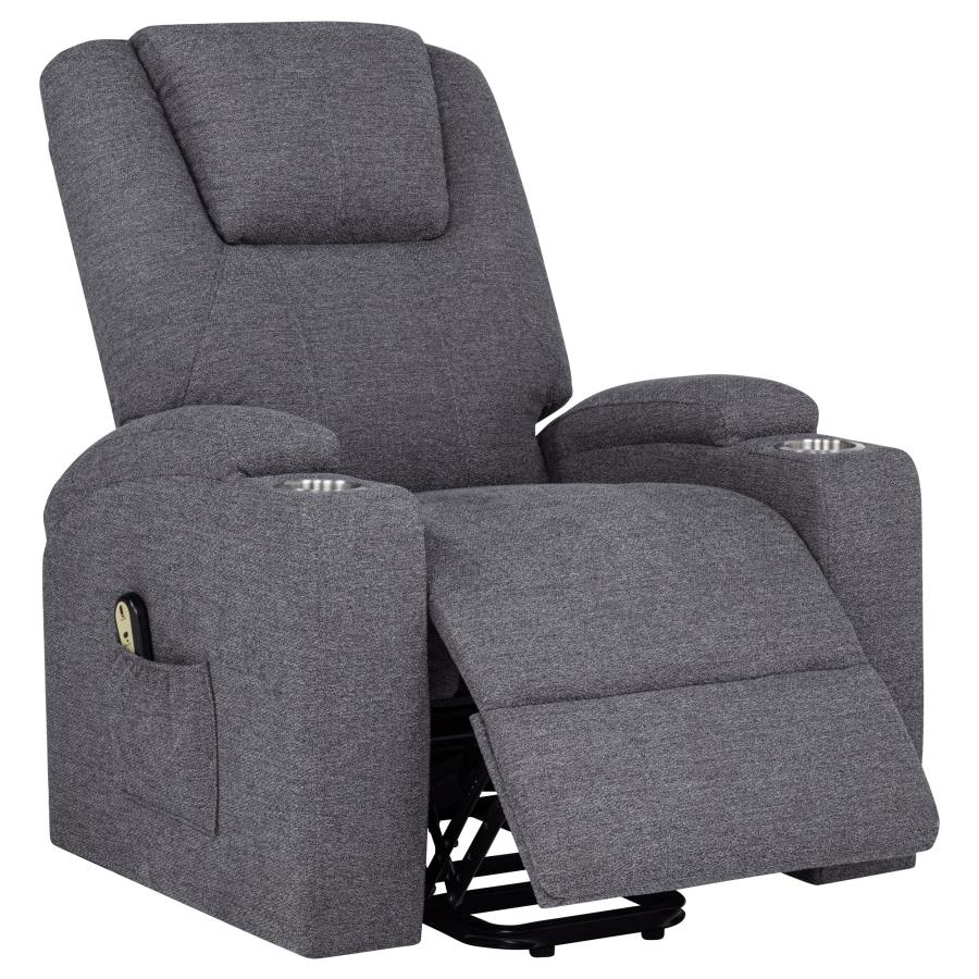 Louie Chenille Upholstered Power Lift Massage Chair Grey