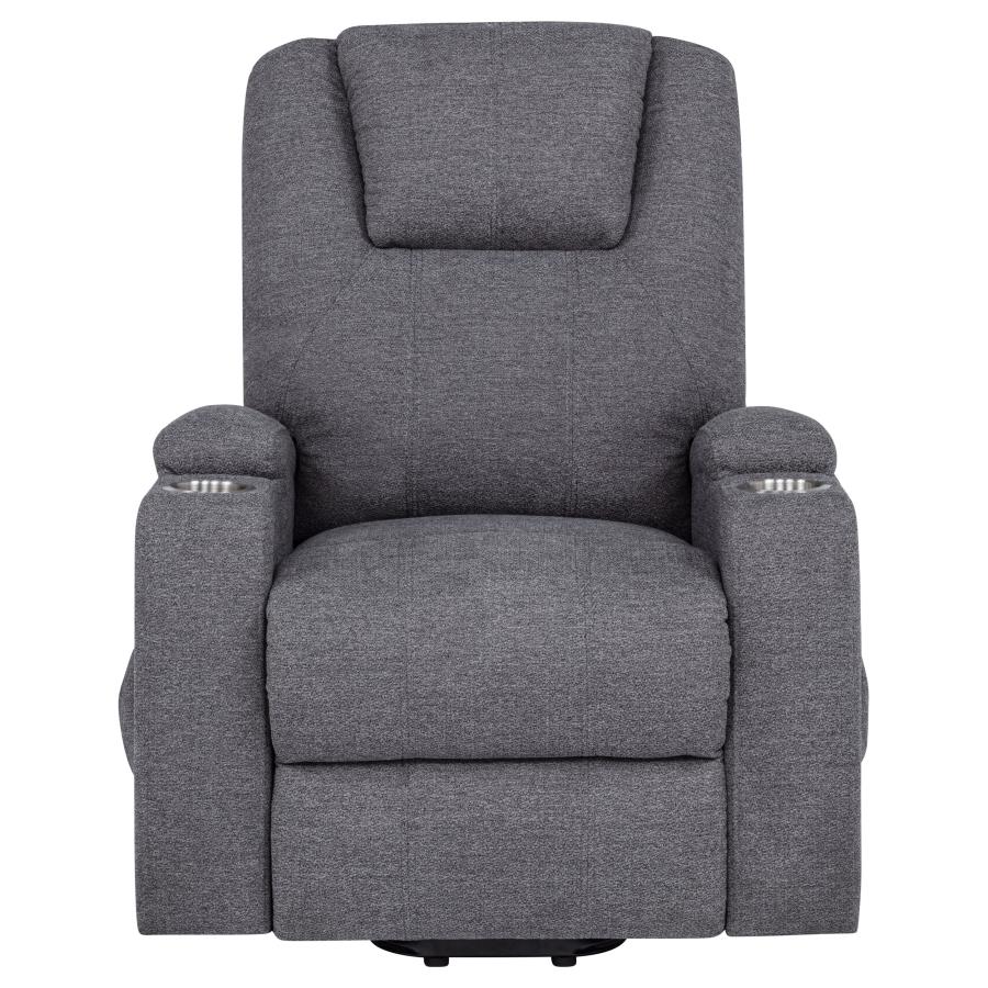 Louie Chenille Upholstered Power Lift Massage Chair Grey