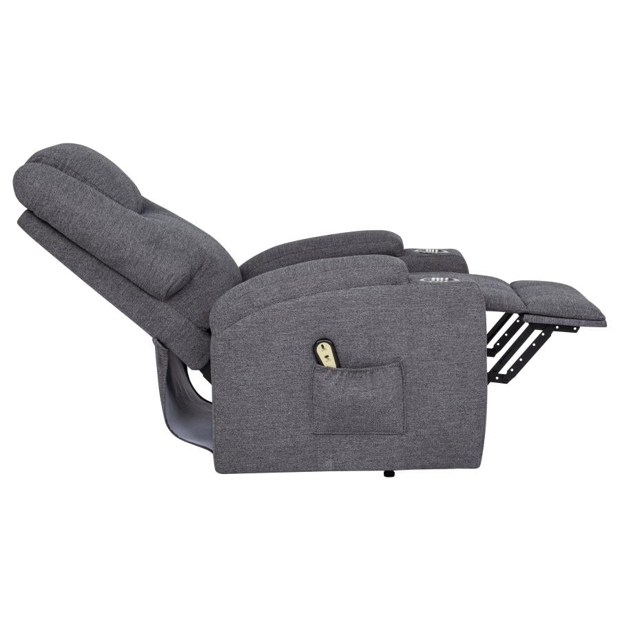 Louie Chenille Upholstered Power Lift Massage Chair Grey