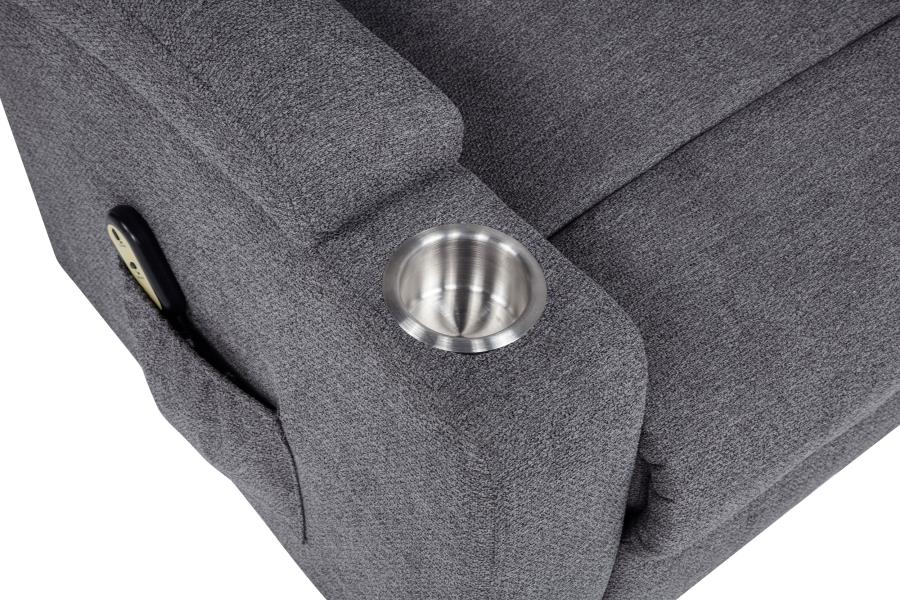 Louie Chenille Upholstered Power Lift Massage Chair Grey